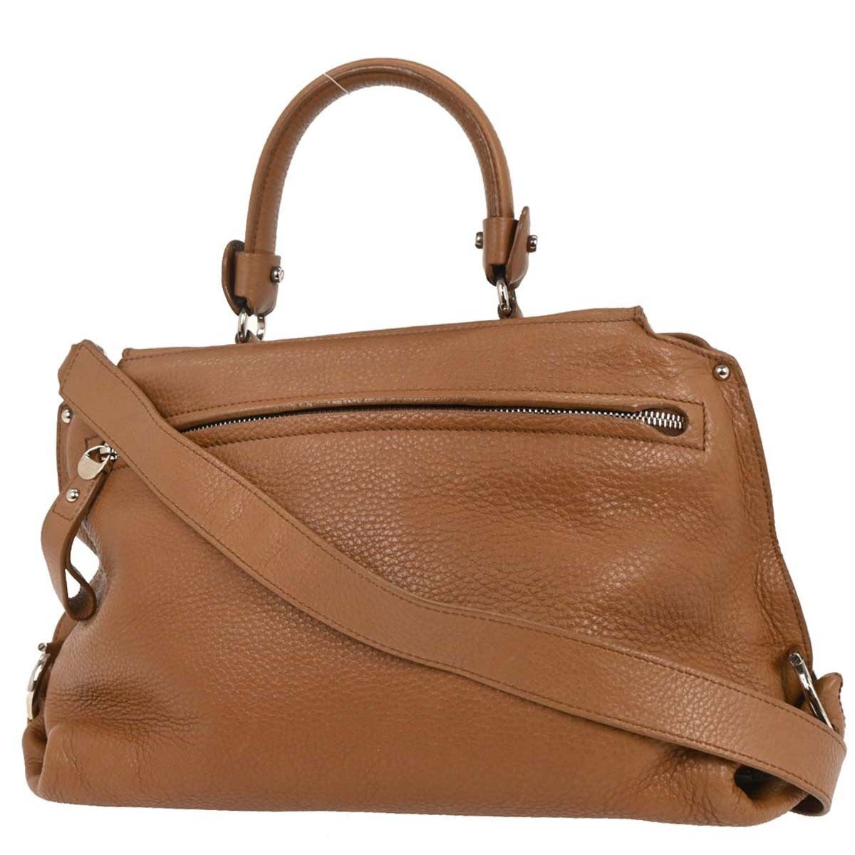 Salvatore Ferragamo Sofia Satchel Leather Brown Leather Handbag (Authentic  )
