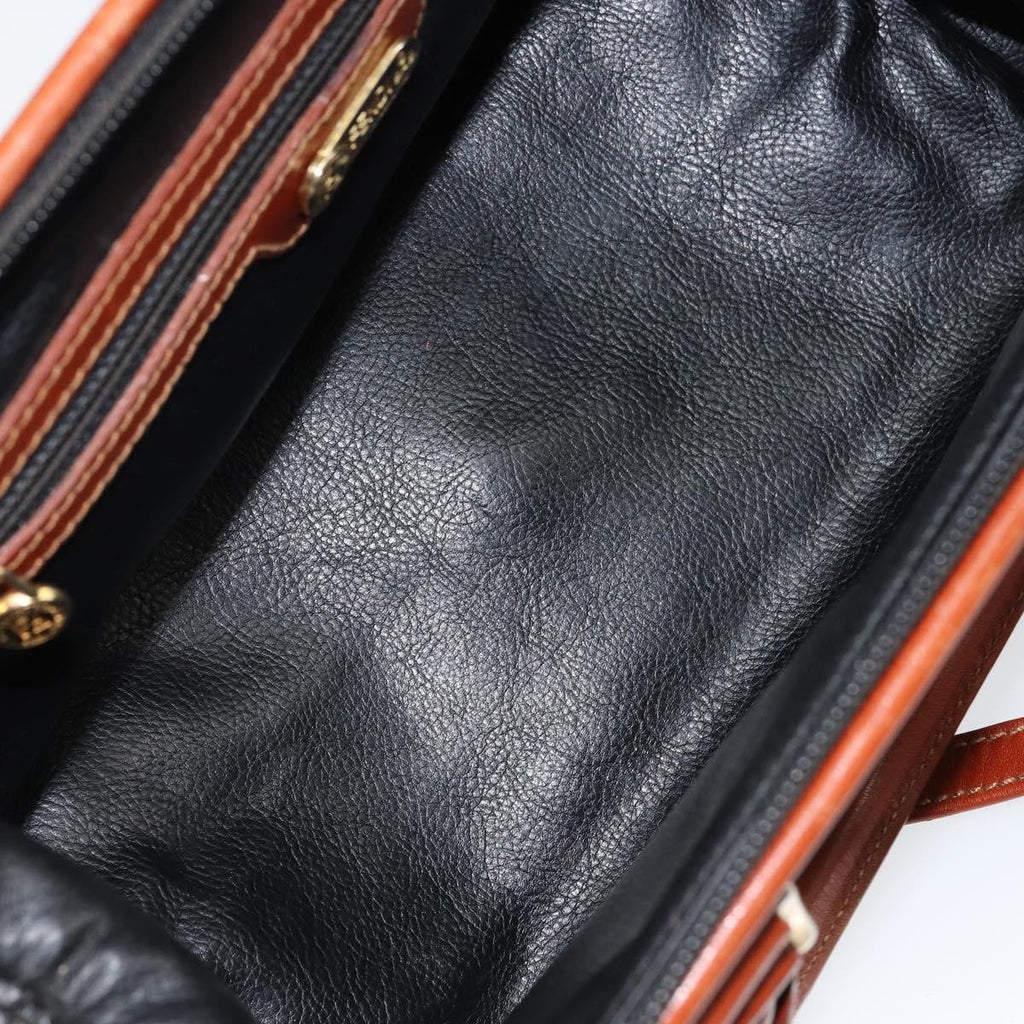 Fendi Vintage Pequin Convertible Boston Bag Coated Canvas Black Canvas Handbag (Authentic  )