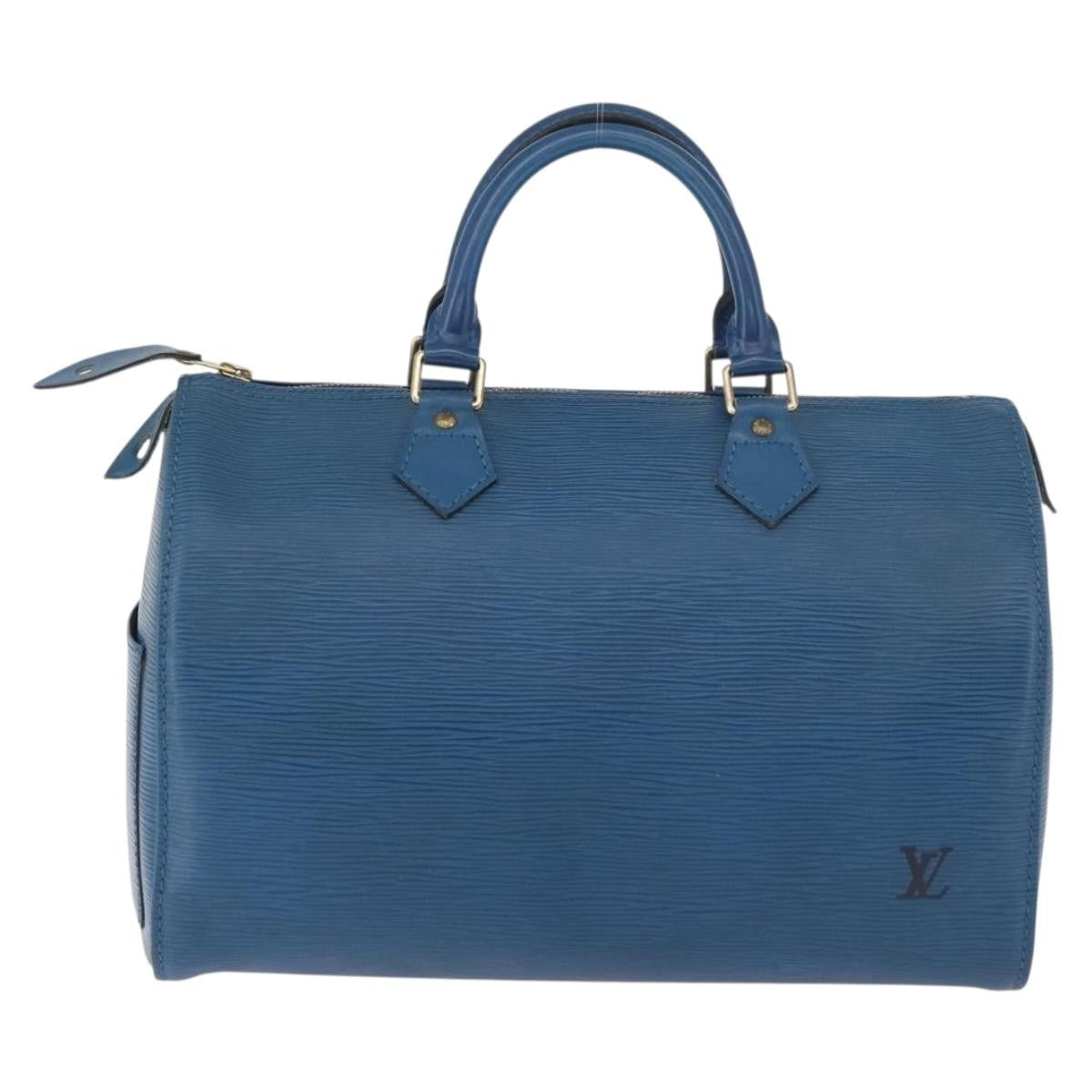 Louis Vuitton Speedy Handbag Epi Leather Blue Leather Handbag ( )