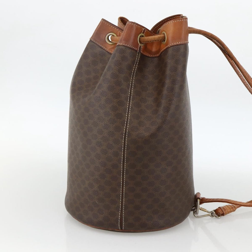 Celine Vintage Macadam Backpack Canvas And Leather Brown Canvas Backpack Bag ( )