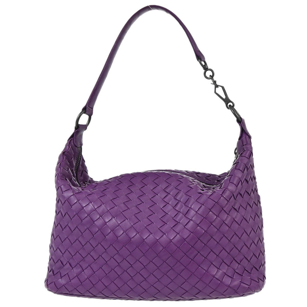 Bottega Veneta Zip Hobo Intrecciato Nappa Purple Leather Handbag ( )