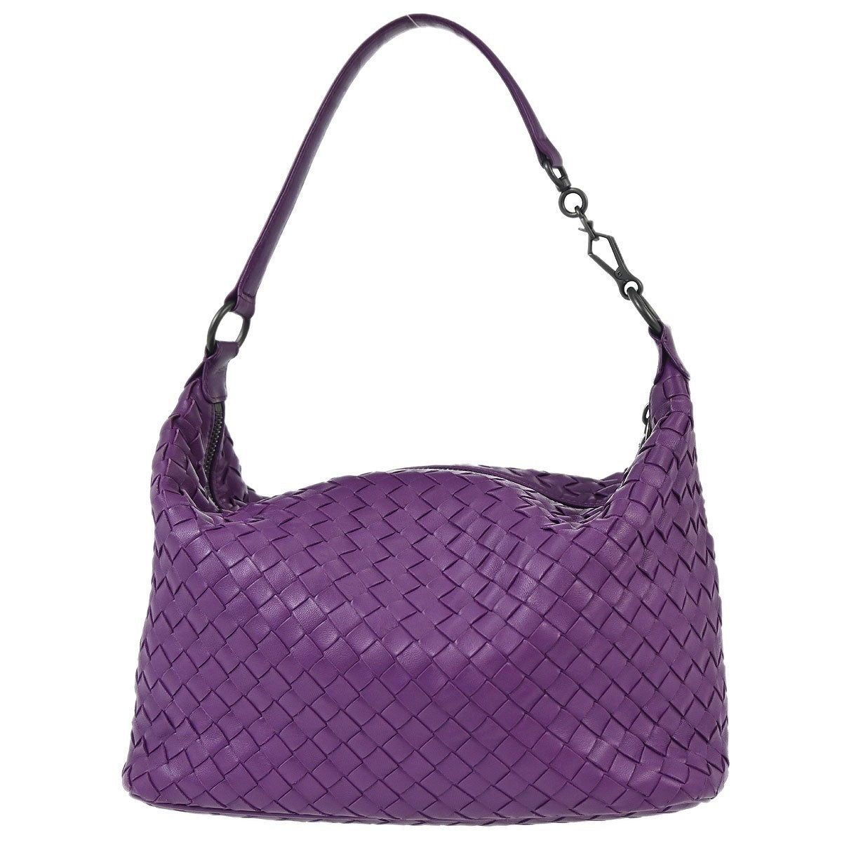 Bottega Veneta Zip Hobo Intrecciato Nappa Purple Leather Handbag ( )