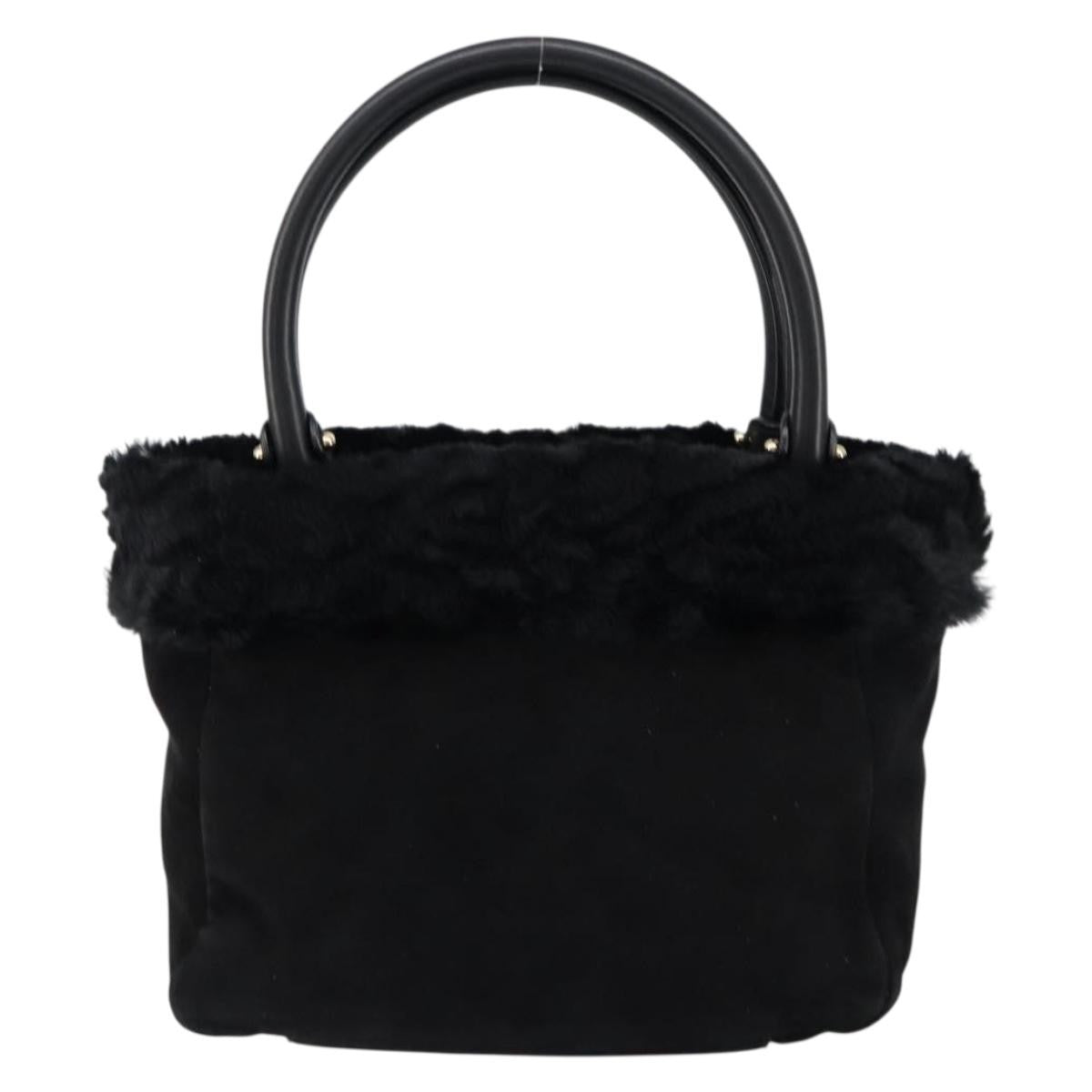 Salvatore Ferragamo Vala Handbag Suede Black Suede Handbag (Authentic  )