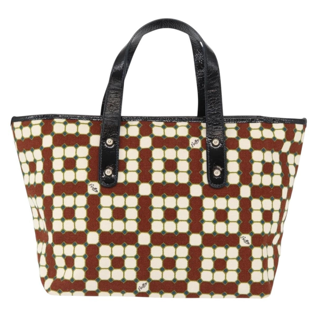 Bally Vintage Handbag Canvas Brown Canvas Handbag (Authentic  )