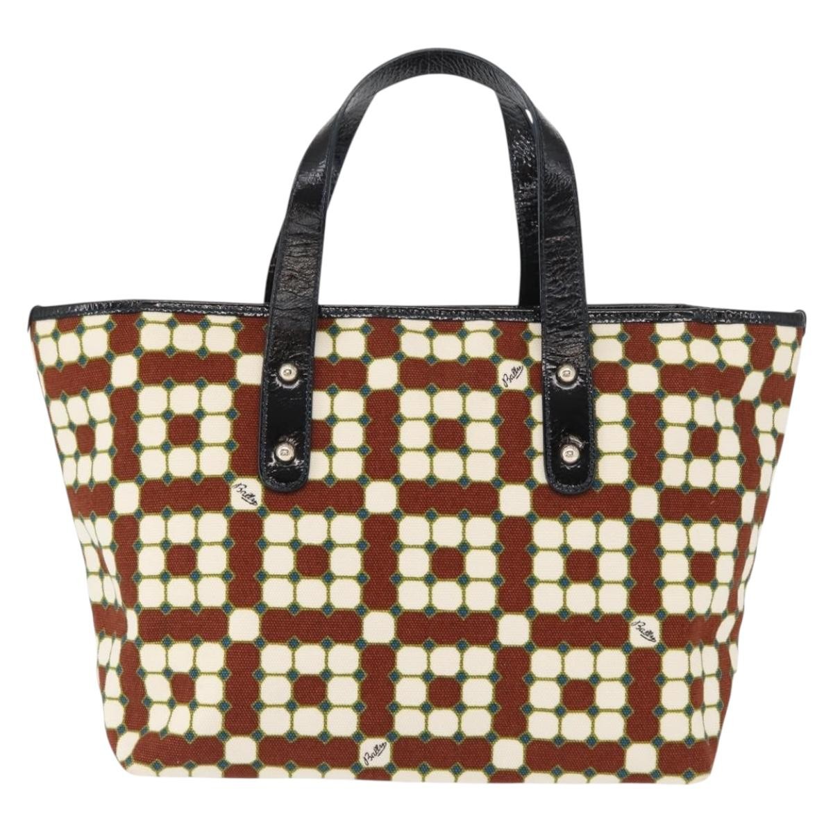Bally Vintage Handbag Canvas Brown Canvas Handbag (Authentic  )