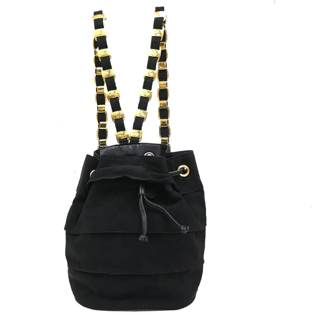 Salvatore Ferragamo Vala Backpack Canvas Black Canvas Backpack Bag (Authentic  )