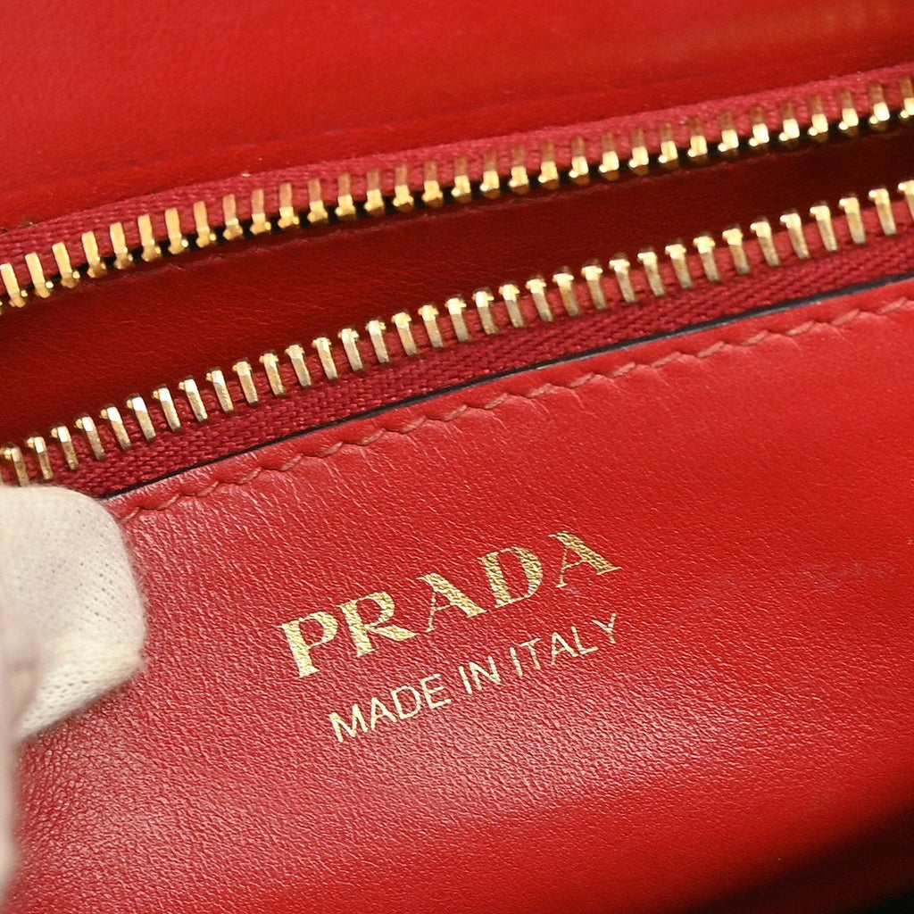 Prada Paradigme Tote Saffiano With City Calf Red Leather Handbag ( )