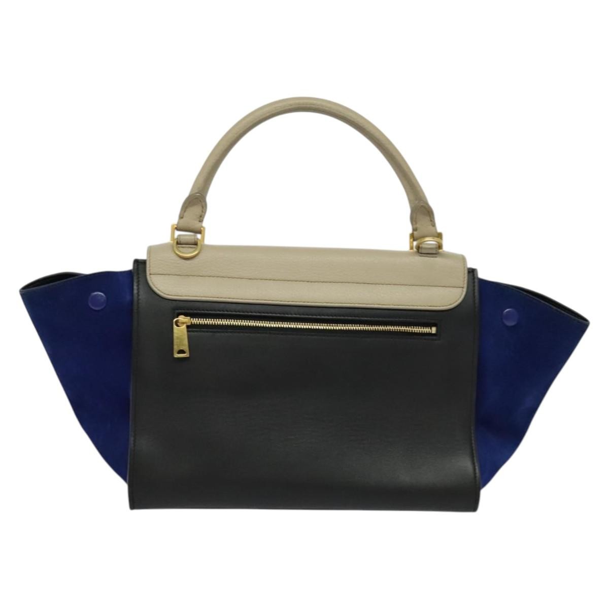 Celine Tricolor Trapeze Bag Leather Beige Leather Handbag (Authentic  )