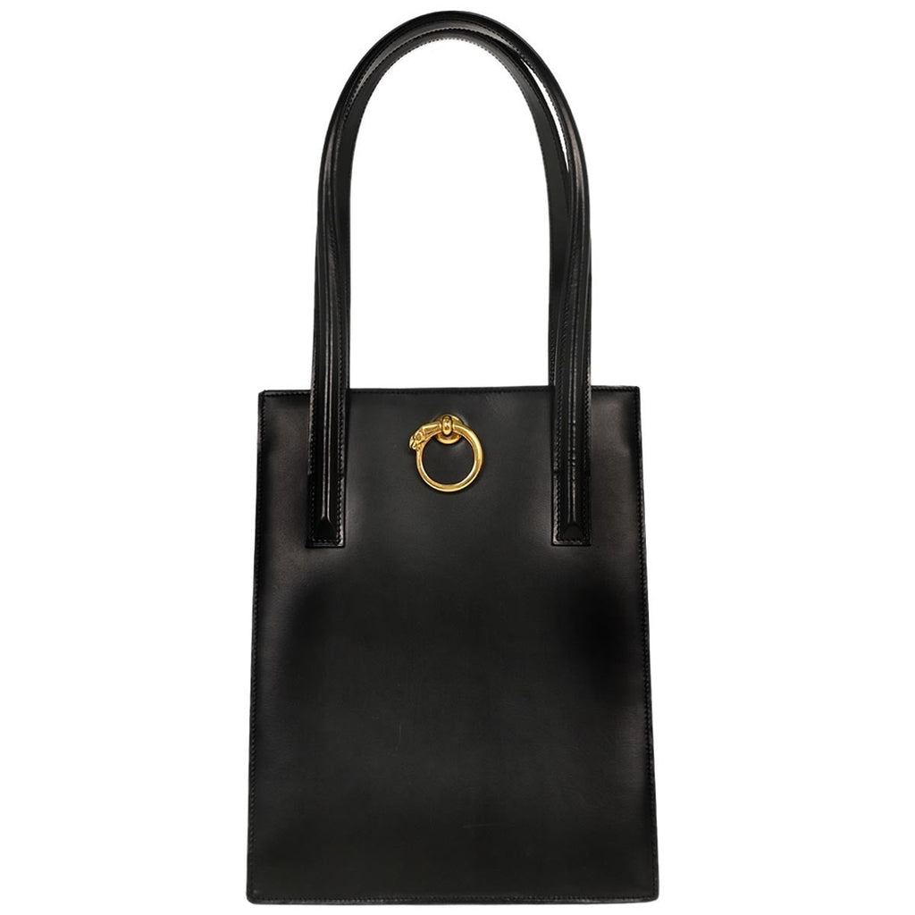 Cartier Panthère Handbag Leather Black Leather Handbag (Authentic  )