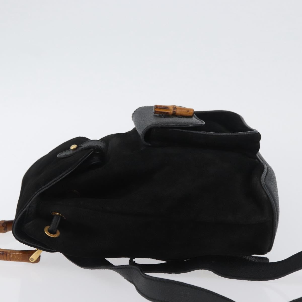 Gucci Gucci Bamboo Backpack Daim Black Suede Backpack Bag (Authentic  )