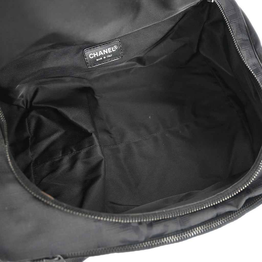 Chanel Travel Line Barrel Bag Nylon Black Nylon Handbag (Authentic  )