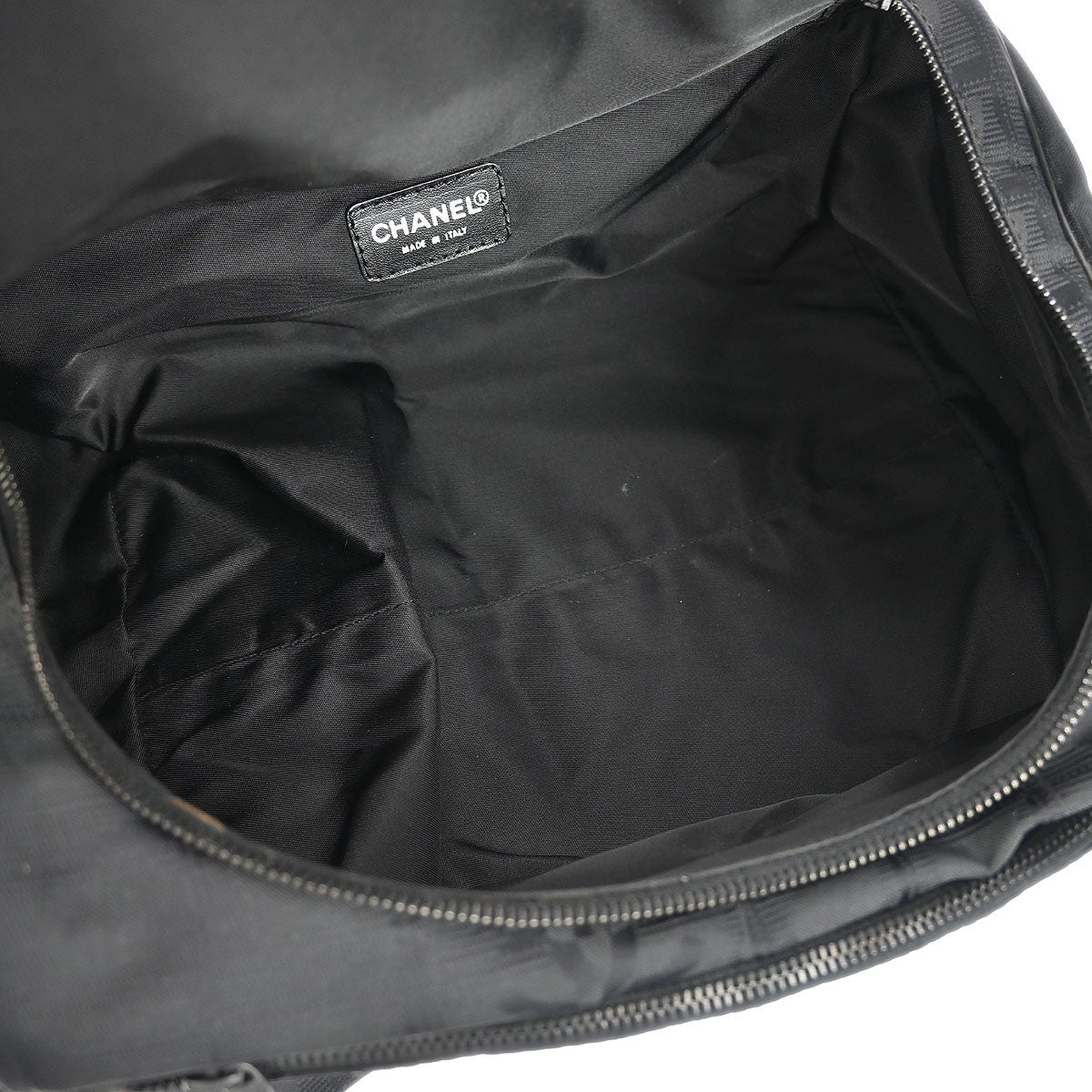 Chanel Travel Line Barrel Bag Nylon Black Nylon Handbag (Authentic  )
