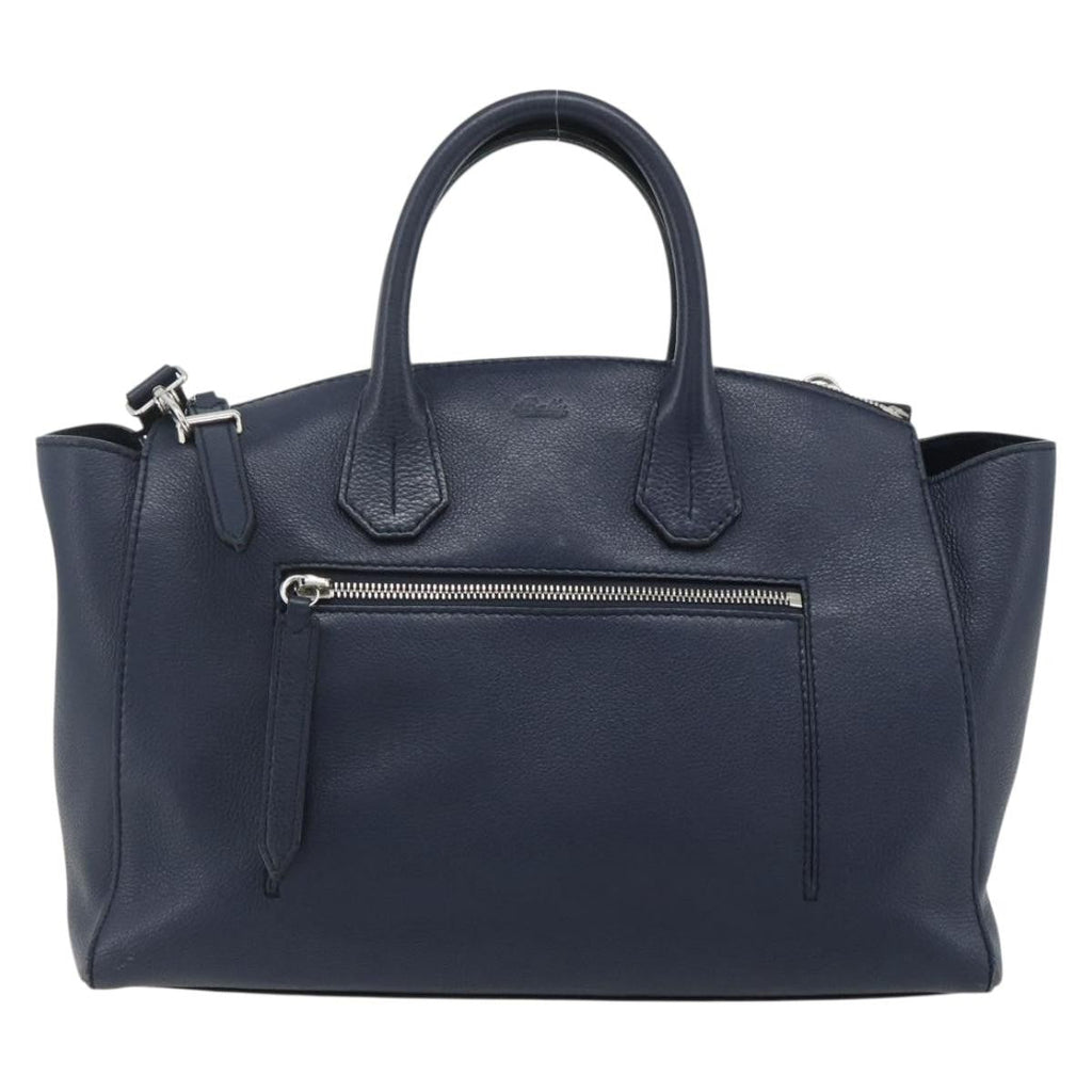 Bally Vintage Handbag Leather Navy Leather Handbag ( )