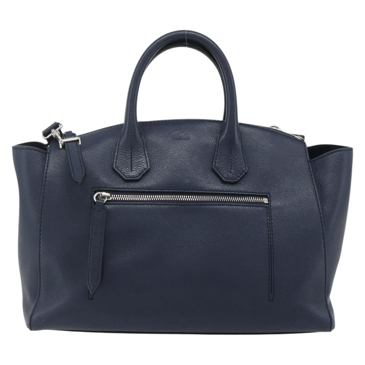 Bally Vintage Handbag Leather Navy Leather Handbag ( )