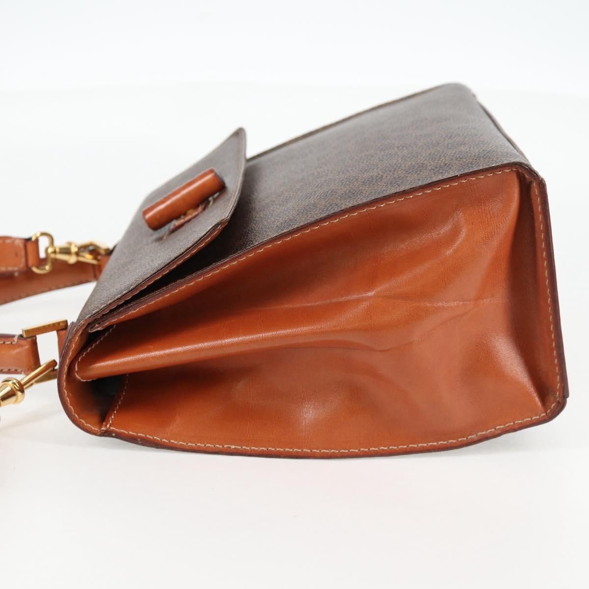Celine Vintage Convertible Top Handle Bag Macadam Coated Canvas Brown Canvas Bag (Authentic  )