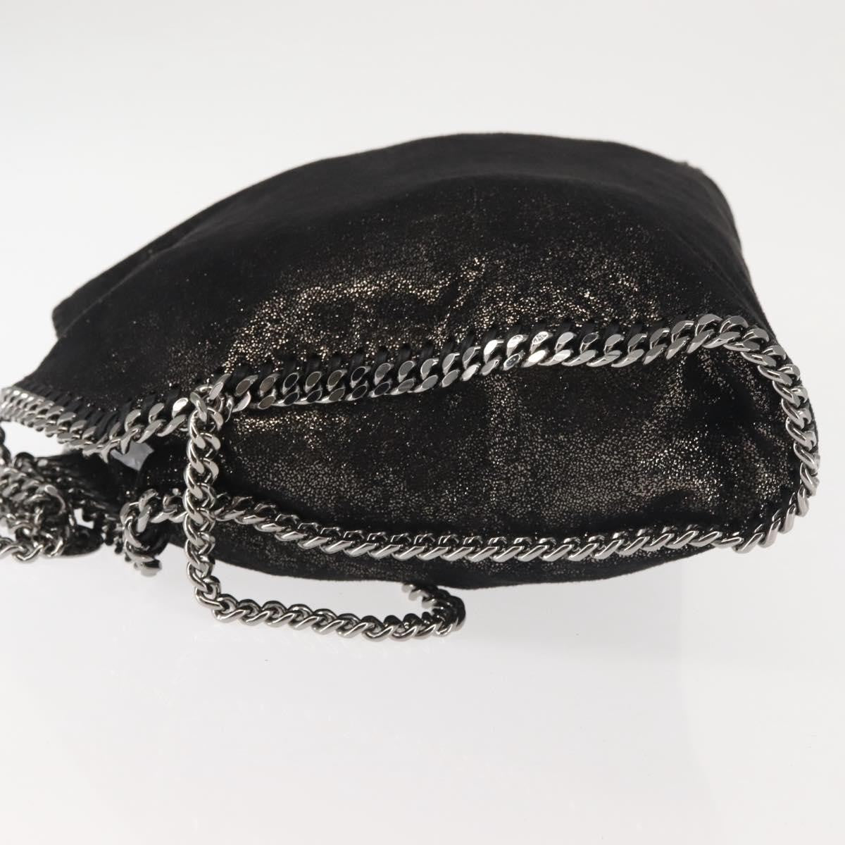 Stella Mccartney Falabella Fold Over Bag Faux Suede Black Synthetic Bag (Authentic  )
