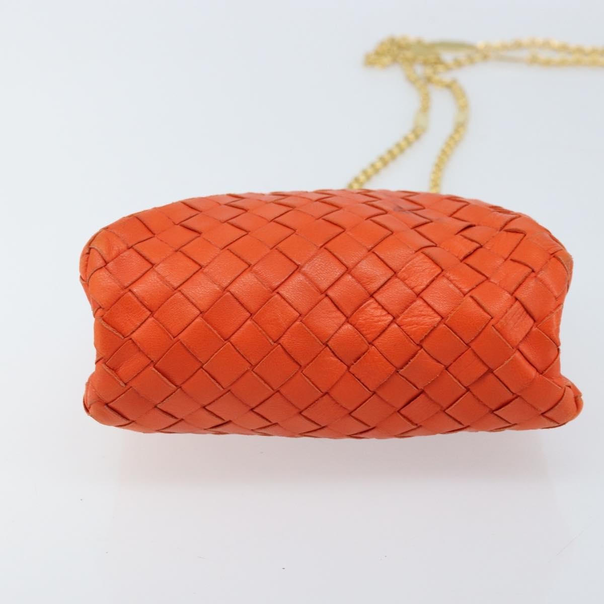 Bottega Veneta Intrecciato Clutch Bag Leather Orange Leather Handbag ( )