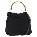 Gucci Vintage Bamboo Handle Bag Nylon Black Nylon Handbag (Authentic  )