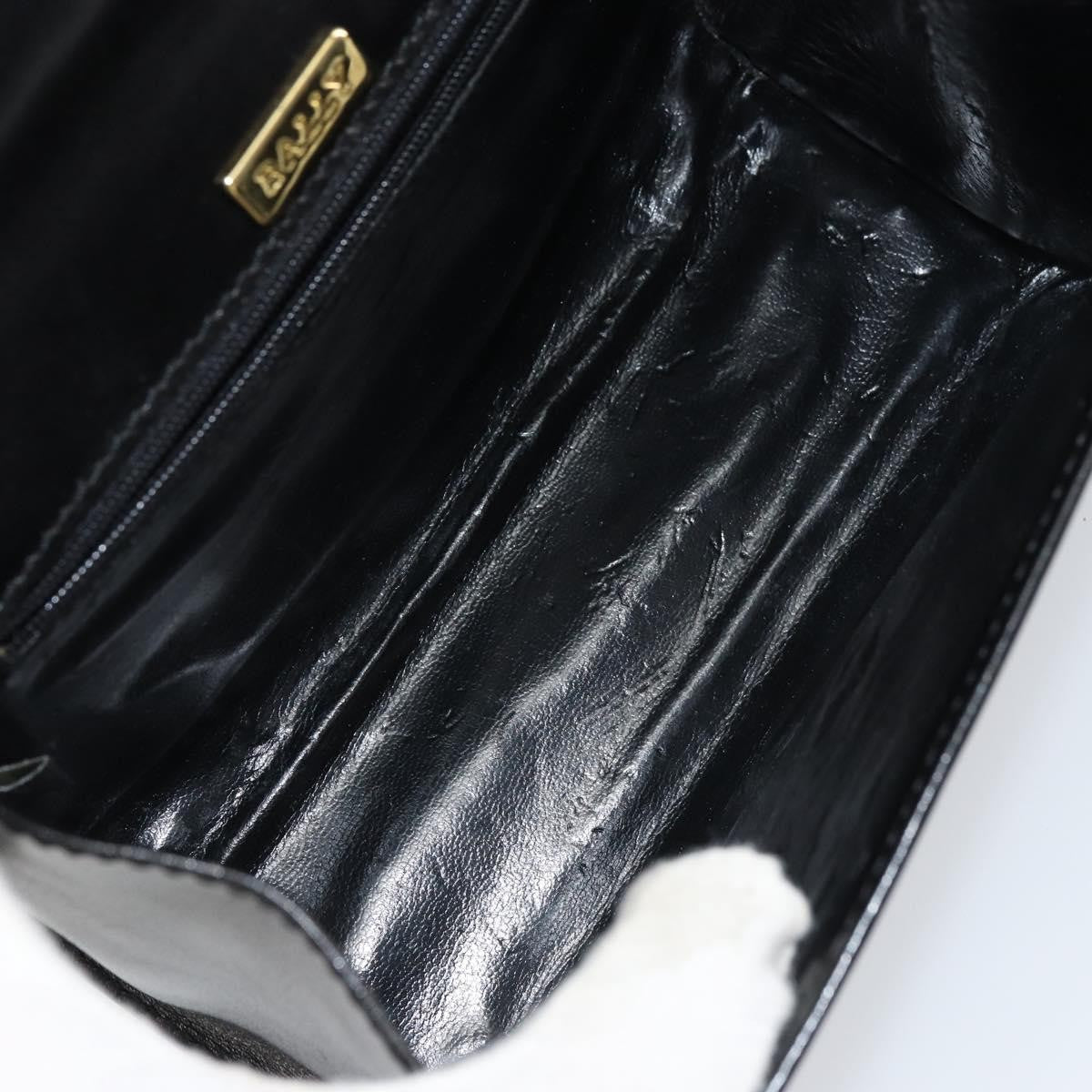 Bally Vintage Handbag Leather Black Leather Handbag (Authentic  )