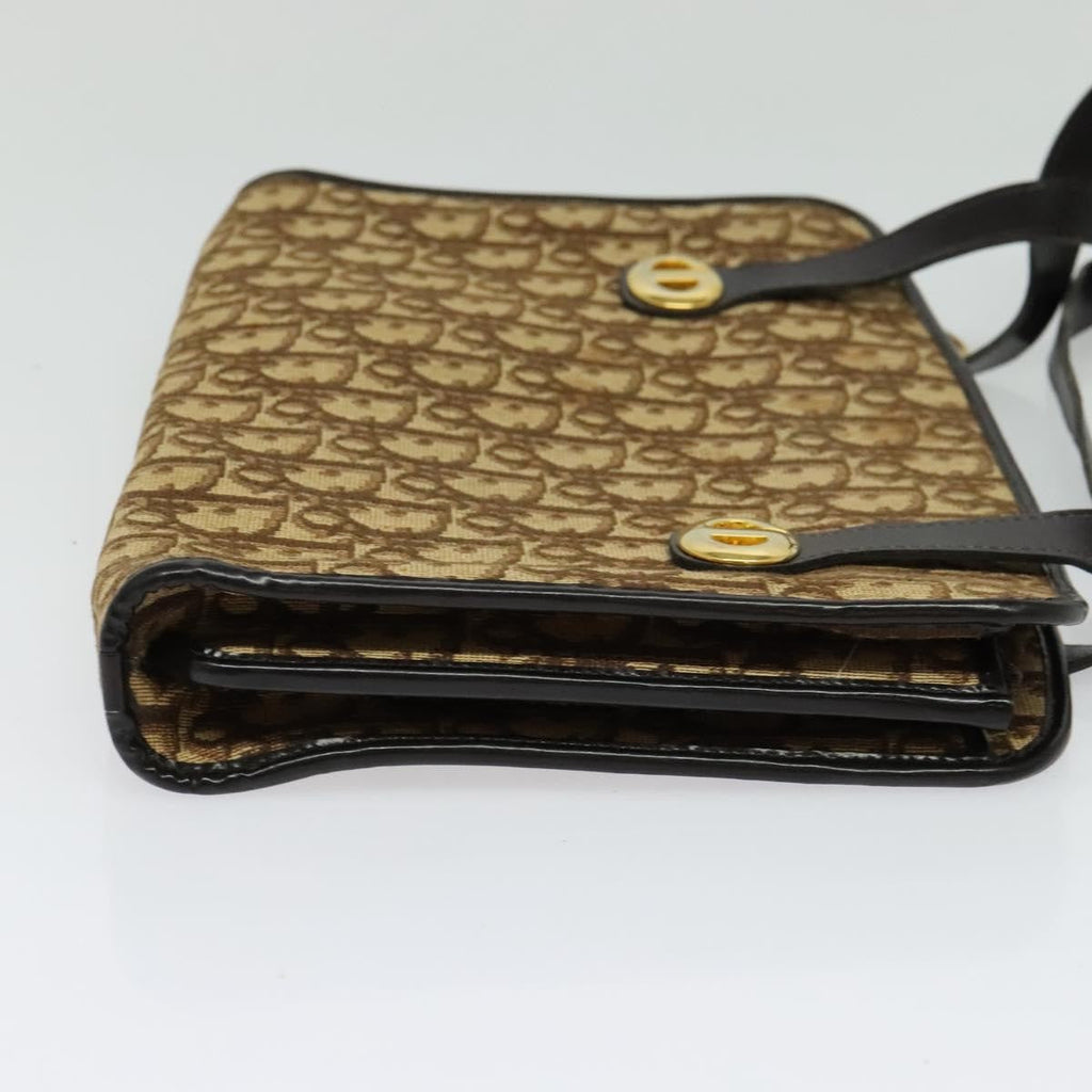 Christian Dior Vintage Trotter Handbag Canvas Brown Canvas Handbag (Authentic  )