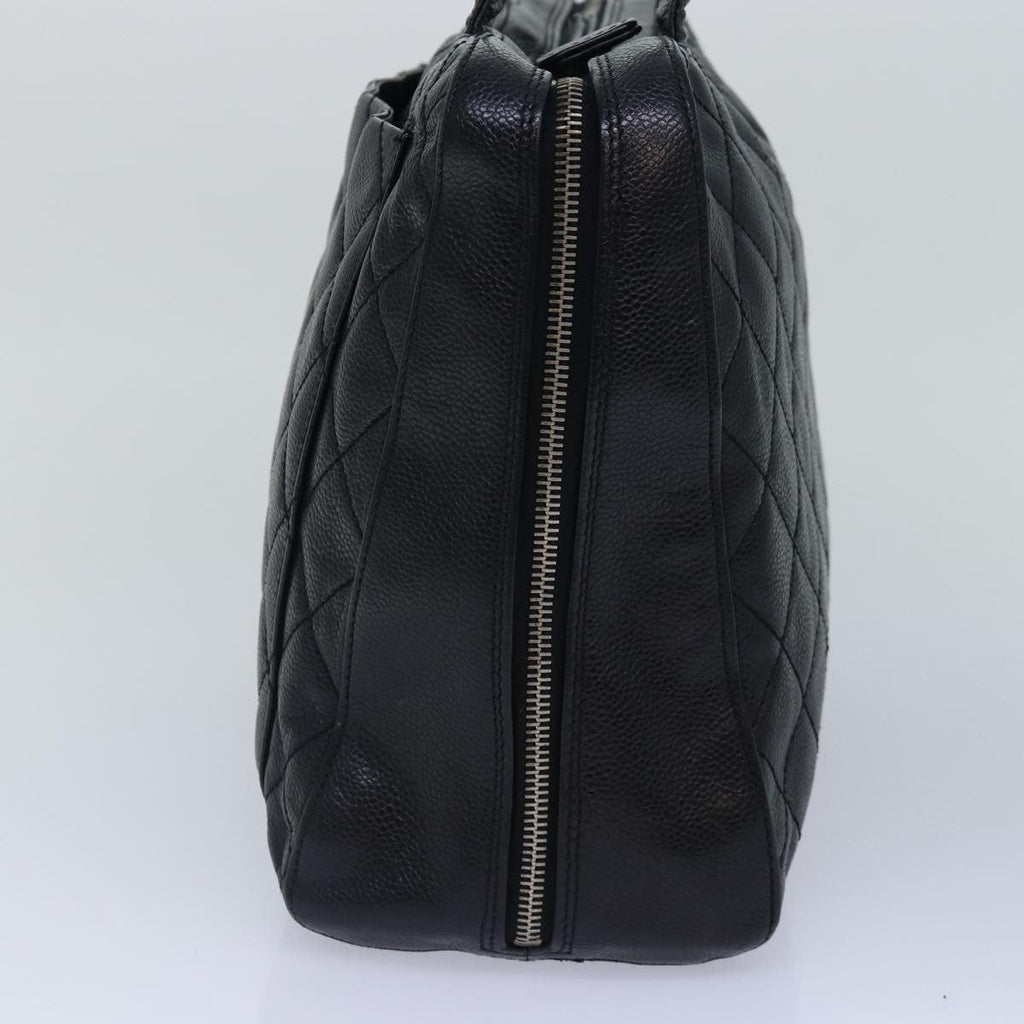 Chanel Vintage Cc Zip Around Bowler Bag Quilted Caviar Black Leather Handbag ( )