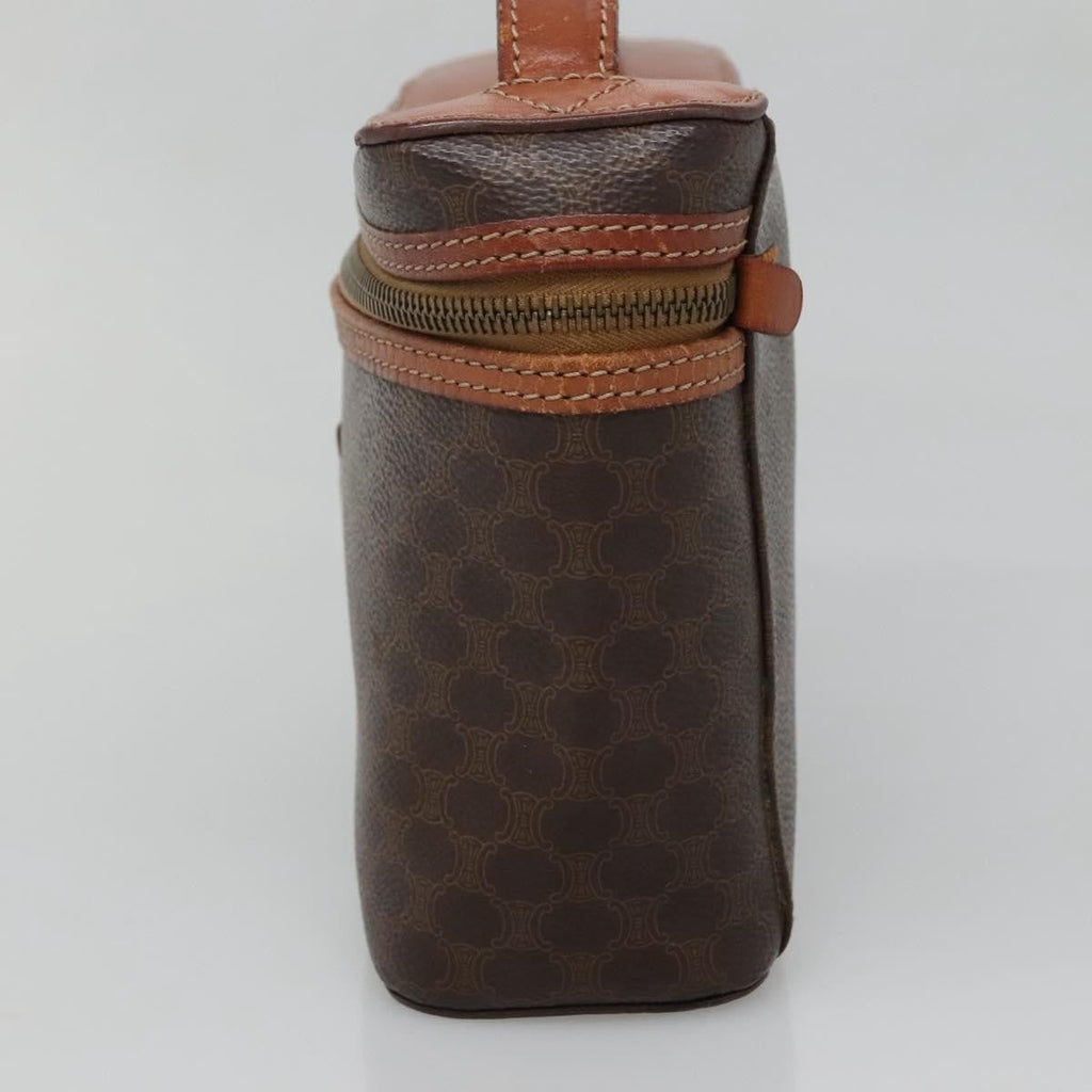Celine Macadam Vanity Bag Canvas Brown Pvc Bag (Authentic  )