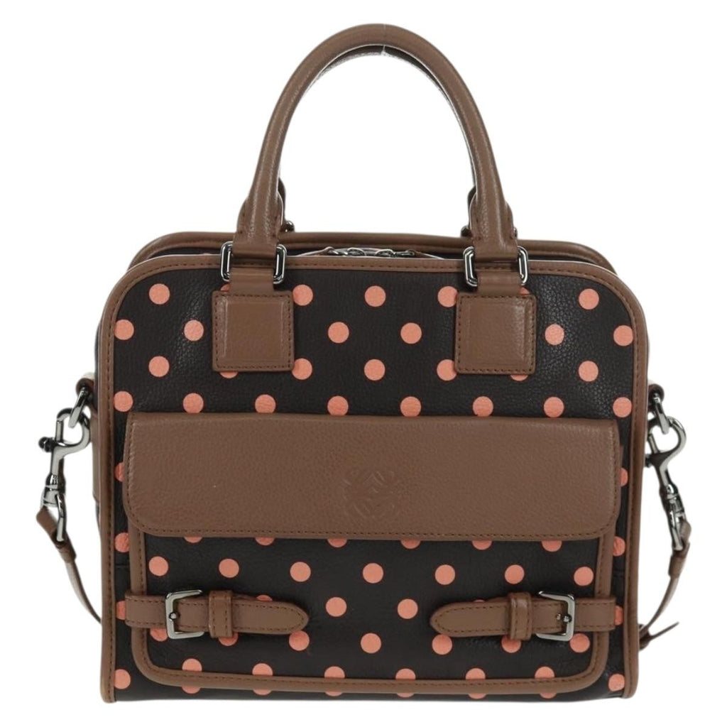 Loewe Cruz Bag Printed Leather Brown Leather Handbag (Authentic  )