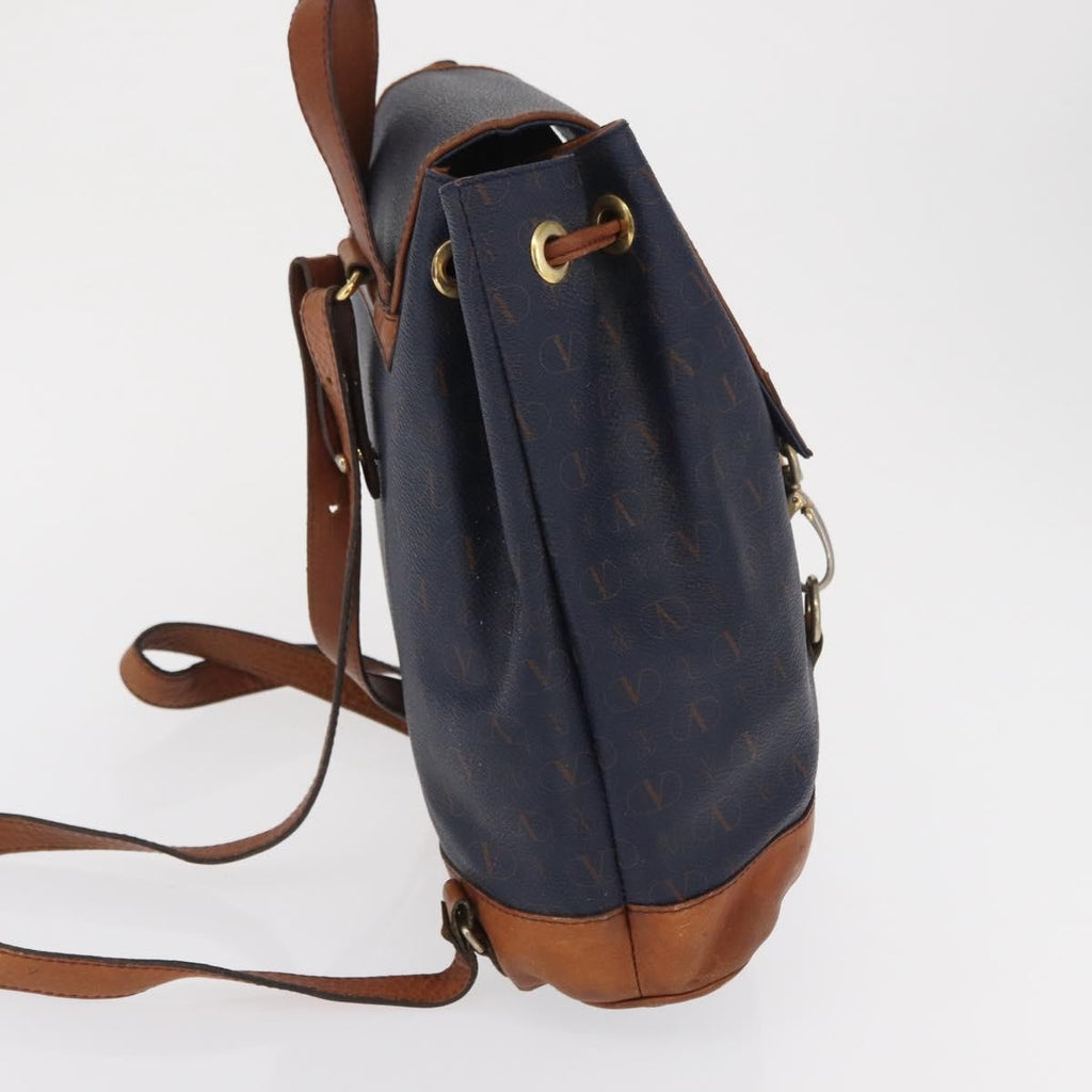 Valentino Garavani Vintage Backpack Leather Navy Leather Backpack Bag (Authentic  )