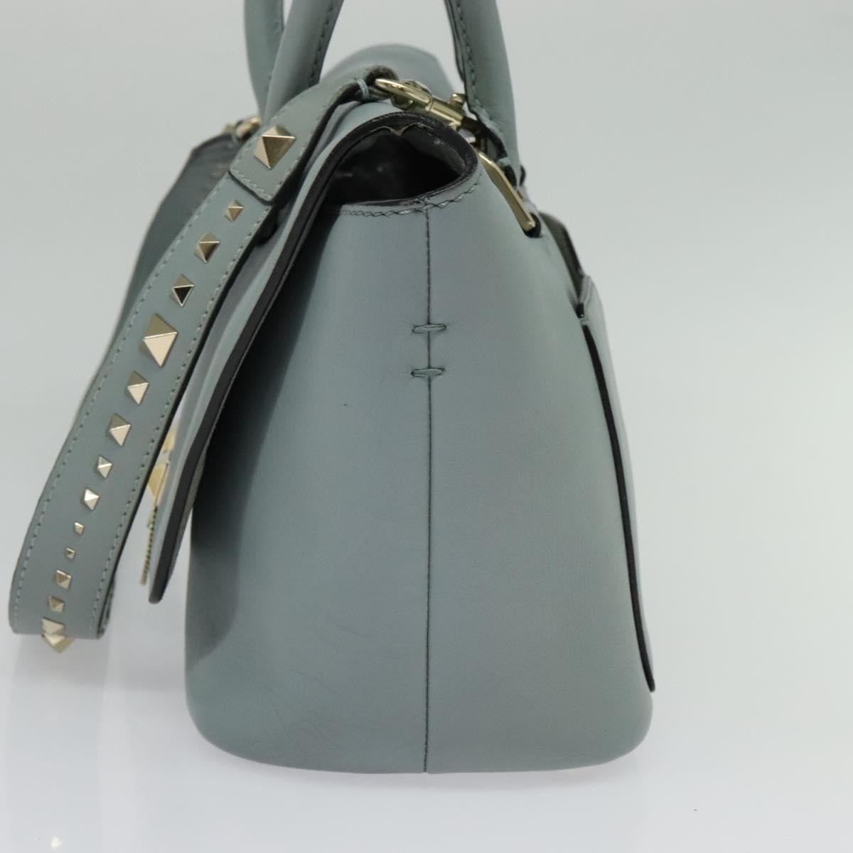 Valentino Garavani Demilune Flap Satchel Leather Blue Leather Bag (Authentic  )