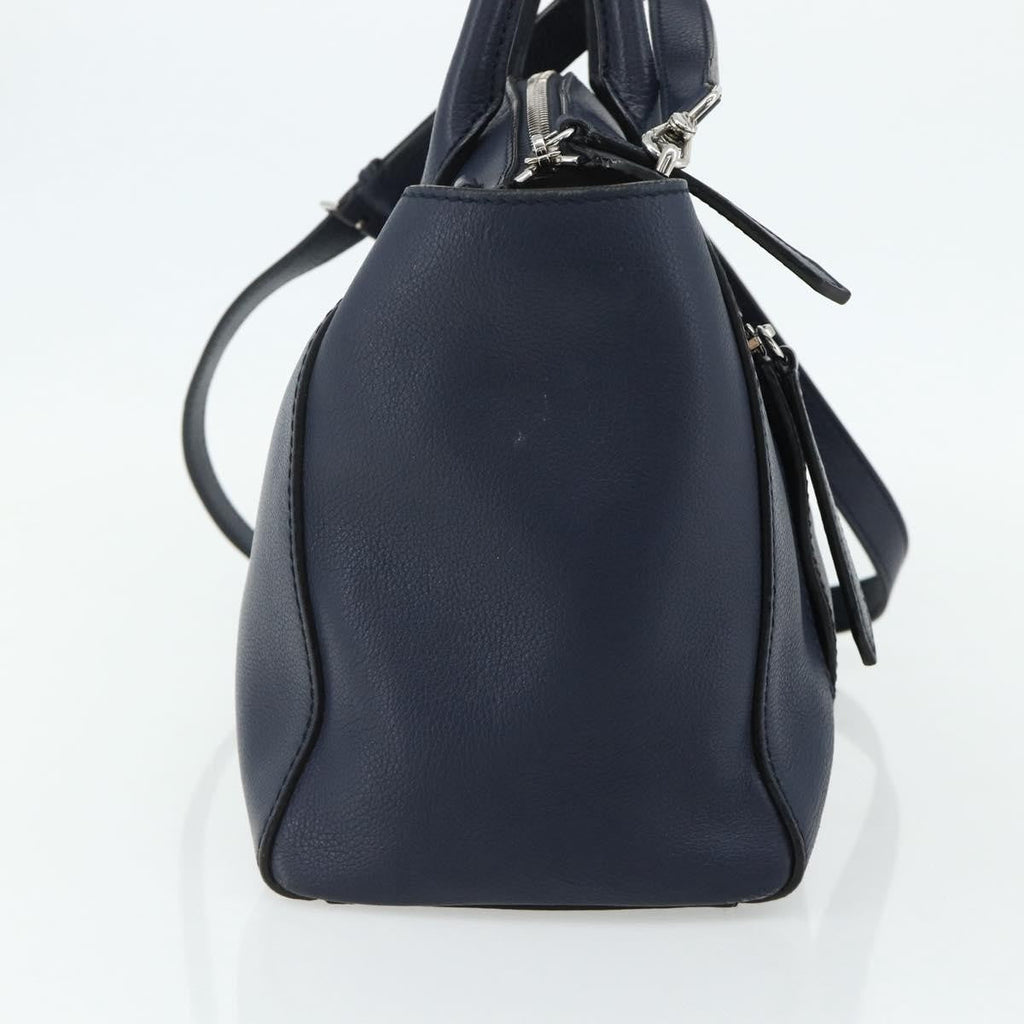 Bally Vintage Handbag Leather Navy Leather Handbag ( )