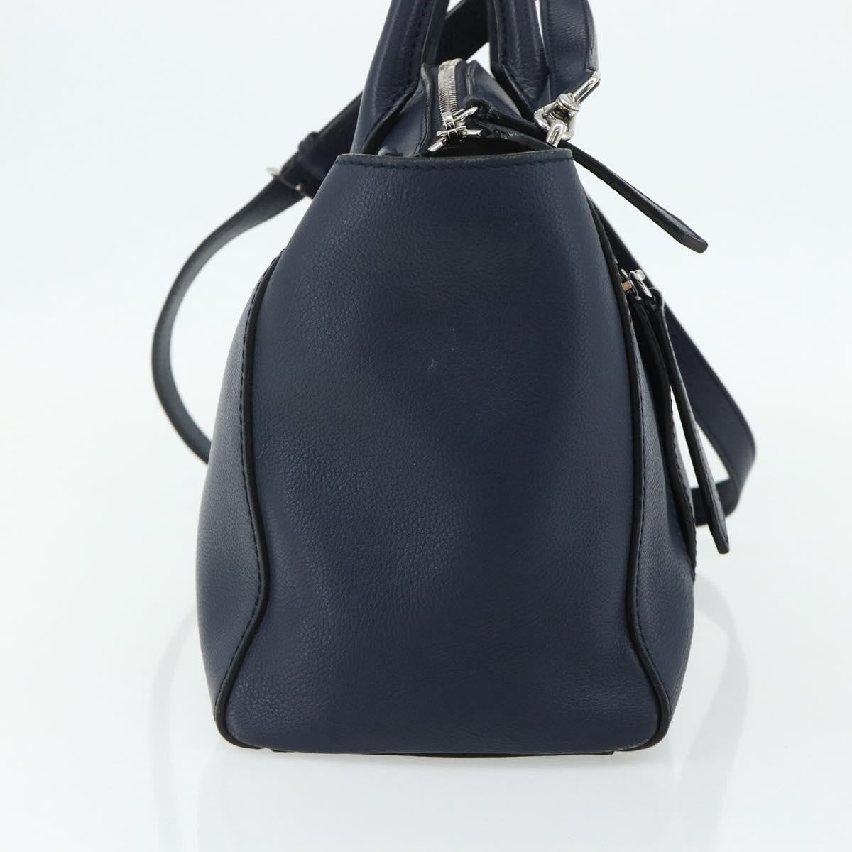 Bally Vintage Handbag Leather Navy Leather Handbag ( )