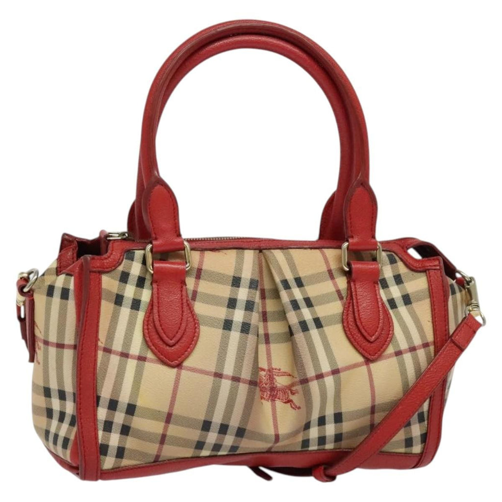 Burberry Pilgrim Satchel Haymarket Coated Canvas Beige Canvas Handbag (Authentic  )