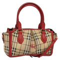 Burberry Pilgrim Satchel Haymarket Coated Canvas Beige Canvas Handbag (Authentic  )