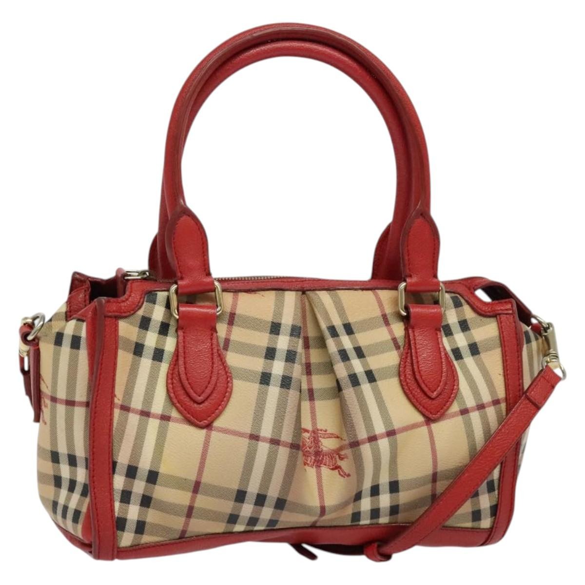 Burberry Pilgrim Satchel Haymarket Coated Canvas Beige Canvas Handbag (Authentic  )