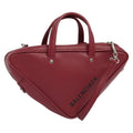Balenciaga Triangle Duffle Bag Leather Red Leather Handbag (Authentic  )