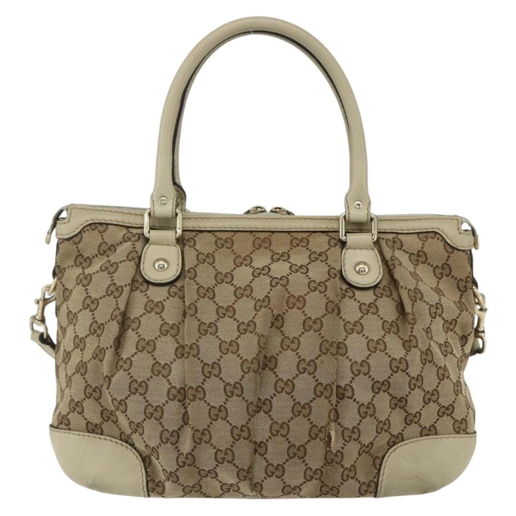 Gucci Sukey Top Handle Satchel Gg Coated Canvas Beige Canvas Handbag (Authentic  )