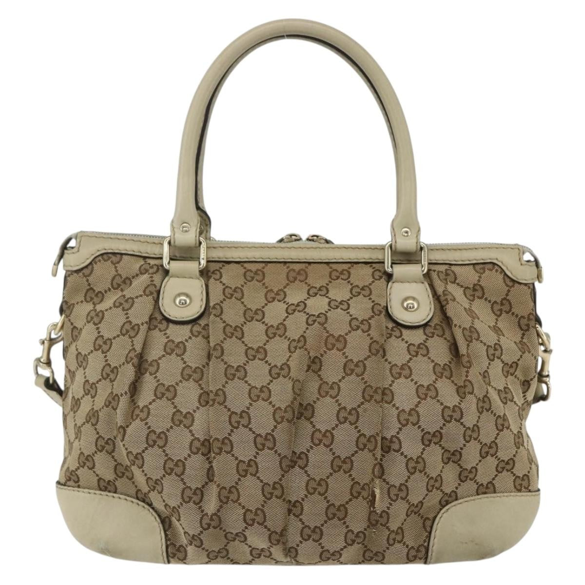 Gucci Sukey Top Handle Satchel Gg Coated Canvas Beige Canvas Handbag (Authentic  )