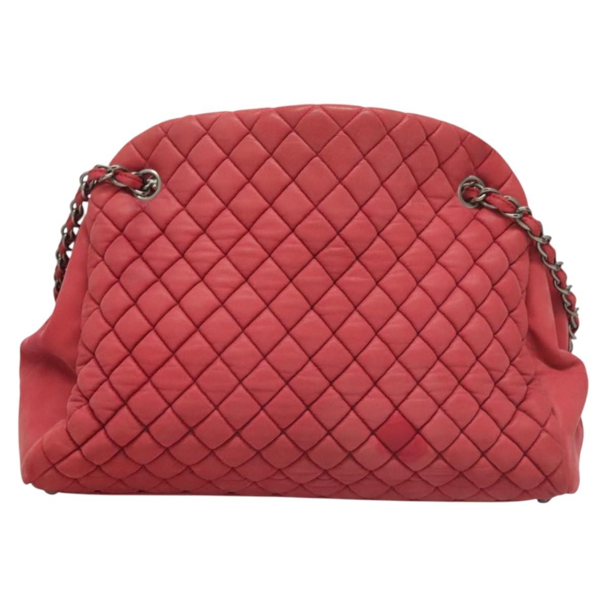 Chanel Matelasse Chain Shoulder Bag Leather Pink Leather Handbag ( )