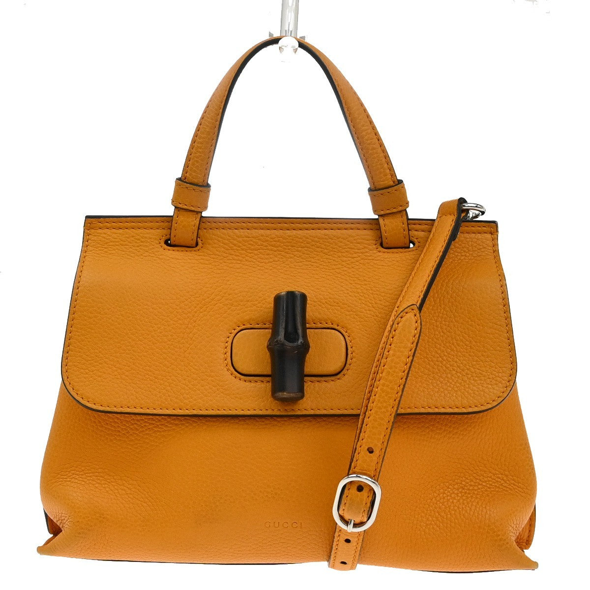 Gucci Bamboo Daily Top Handle Bag Leather Orange Leather Handbag ( )