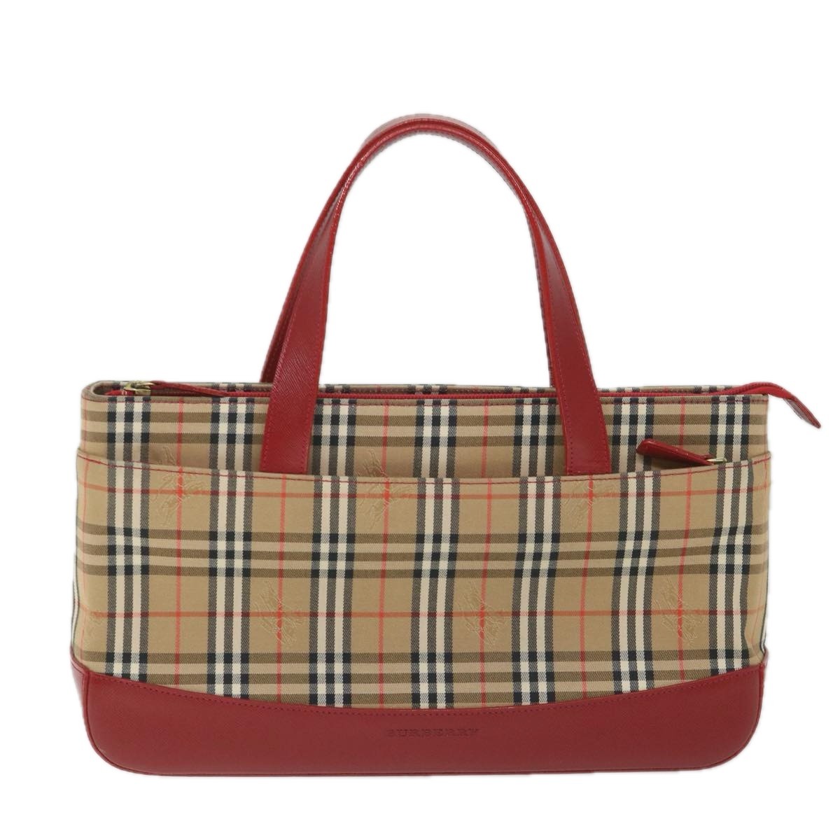 Burberry Nova Check Handbag Leather And Nylon Beige Nylon Handbag (Authentic  )