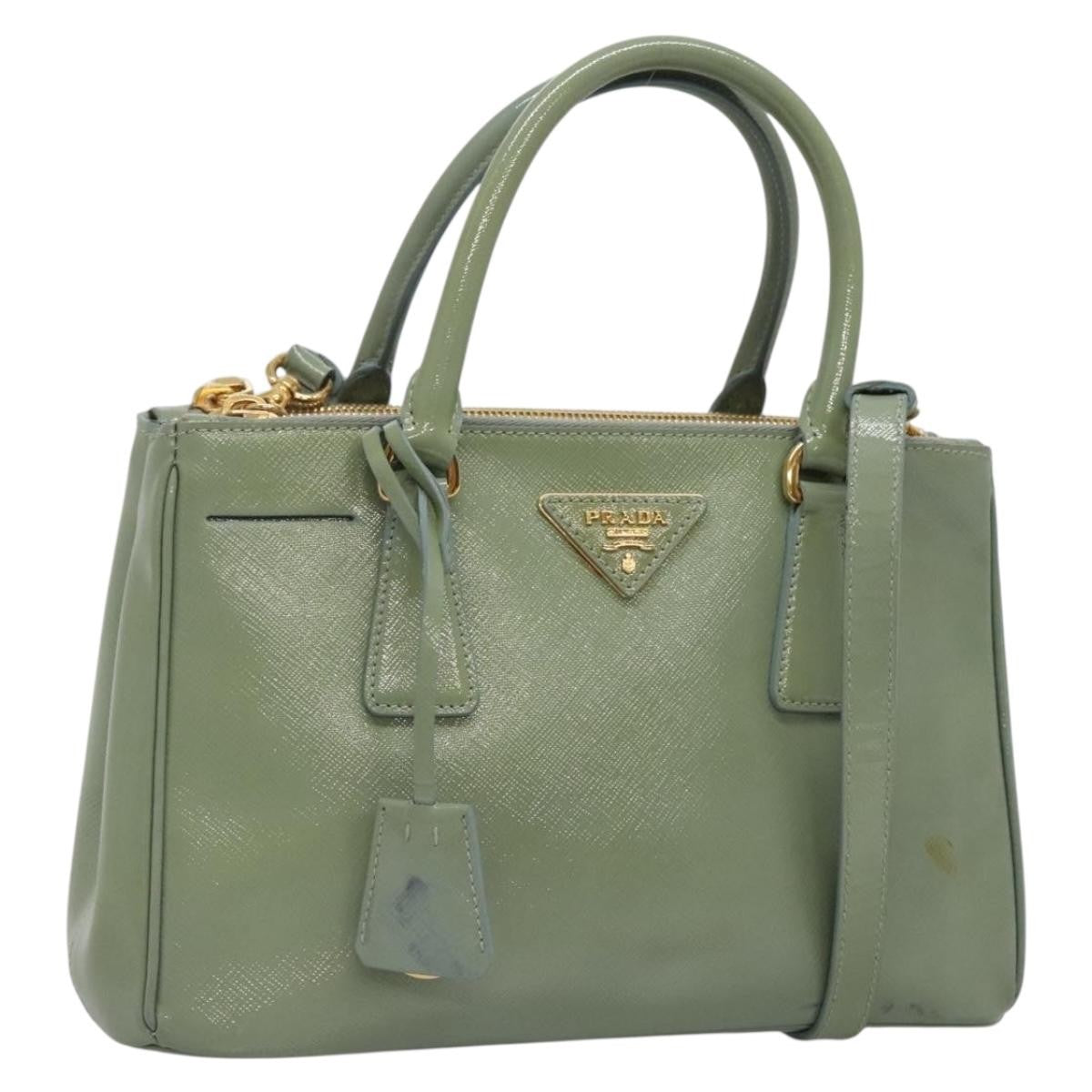 Prada Double Zip Lux Tote Saffiano Leather Gold Leather Handbag (Authentic  )