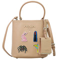 Prada Panier Bucket Bag Saffiano Leather Beige Leather Bag (Authentic  )