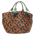 Miu Miu Chain Handle Bag Pleated Leather Multicolour Leather Handbag ( )