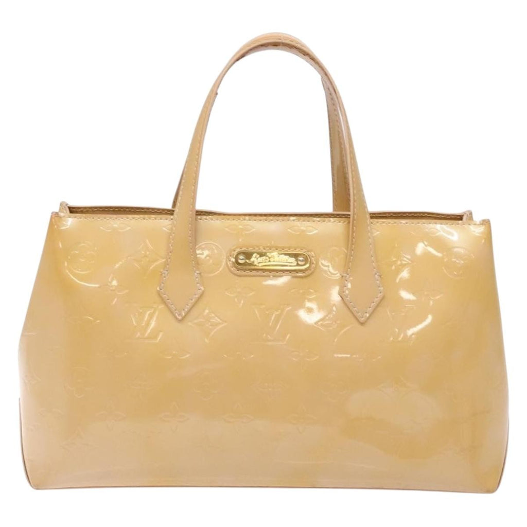 Louis Vuitton Wilshire Handbag Monogram Vernis Beige Patent_Leather Bag (Authentic  )