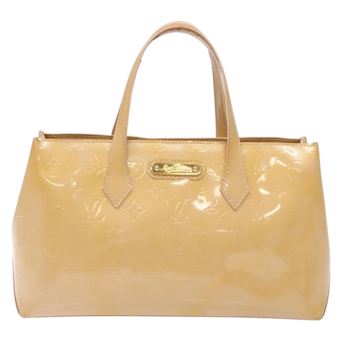 Louis Vuitton Wilshire Handbag Monogram Vernis Beige Patent_Leather Bag (Authentic  )