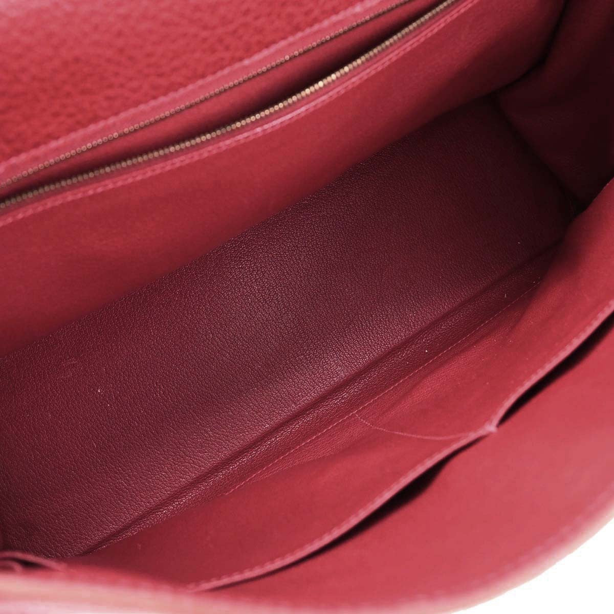 Hermes Kelly Handbag Red Clemence With Gold Hardware Red Leather Handbag ( )