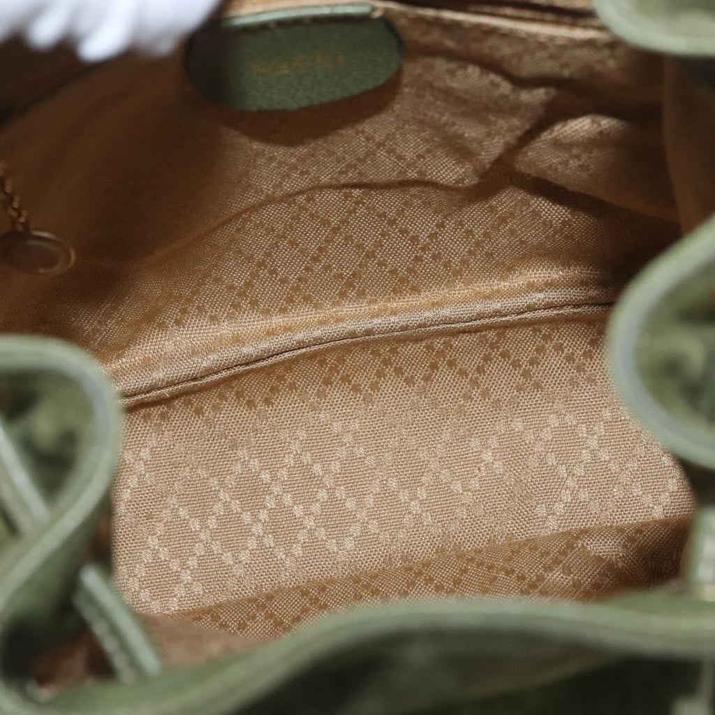 Gucci Gucci Bamboo Backpack Daim Khaki Leather Backpack Bag (Authentic  )