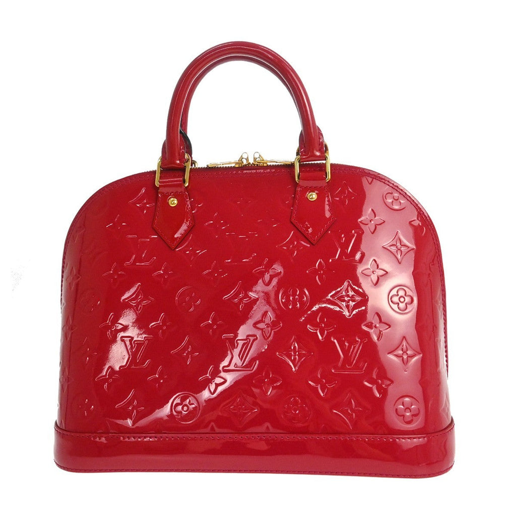 Louis Vuitton Alma Handbag Monogram Vernis Red Patent_Leather Handbag ( )