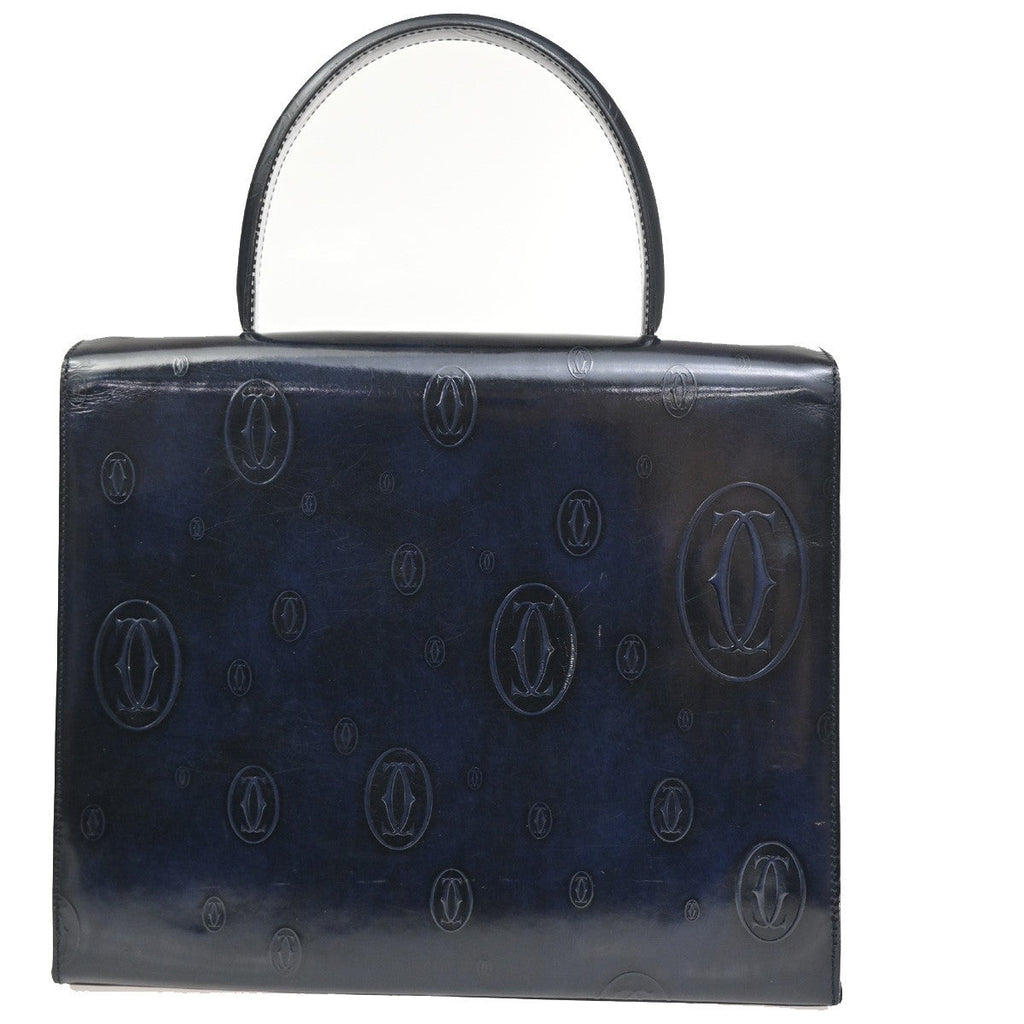 Cartier Happy Birthday Handbag Patent Leather Navy Patent_Leather Handbag (Authentic  )