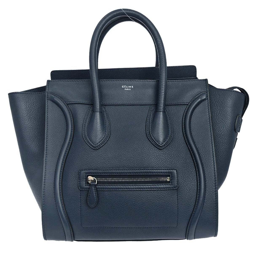 Celine Luggage Bag Grainy Leather Navy Leather Handbag ( )
